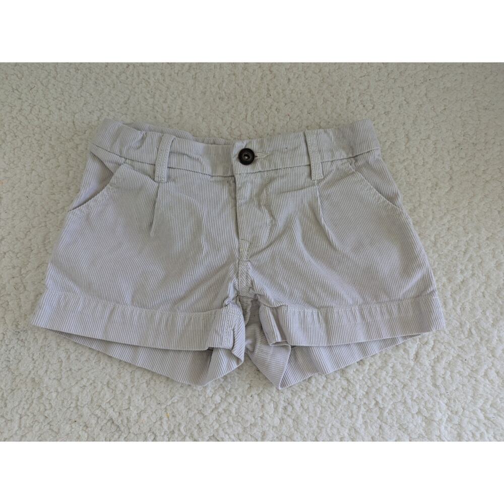 Old Navy Kids Girls Size 7โ Grey Corduroy Pleated Shorts Adjustable Waist Cuffed
